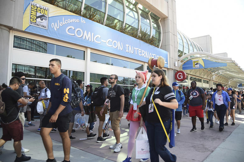 229e0b5fa708498e930c3fdf54e2f384 In this Thursday, July 20, 2017, file photo, guests attend the first day of Comic-Con International in San Diego. More than 130,000 pop culture devotees are descending on San Diego’s Gaslamp District, Wednesday, July 18, 2018, for the annual four-day comi
