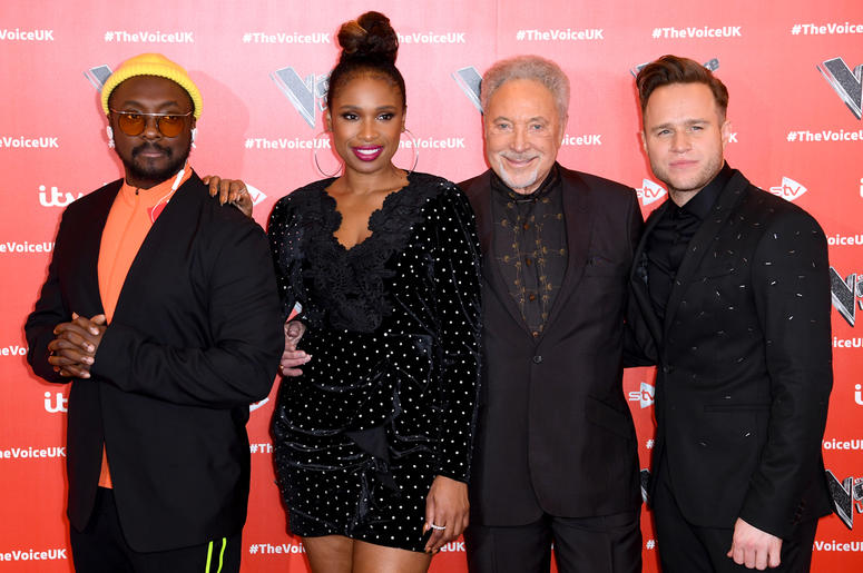 will.i.am, Jennifer Hudson, Tom Jones and Olly Murs of 'The Voice UK' 1/3/2019 - will.i.am, Jennifer Hudson, Tom Jones and Olly Murs attending The Voice UK 2019 Launch Photocall held at W Hotel, Leicester Square, London. Picture credit should read: Doug Peters/EMPICS (Photo by PA Images/Sipa USA)