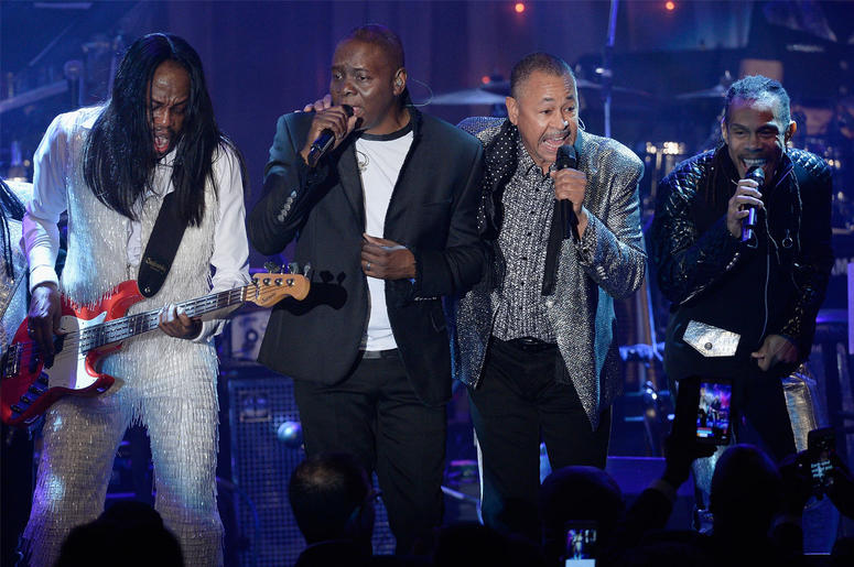 Earth, Wind & Fire BEVERLY HILLS, CA - FEBRUARY 14: (L-R) Recording artists Verdine White, Philip Bailey, Ralph Johnson and B. David Whitworth of music group Earth, Wind & Fire perform onstage during the 2016 Pre-GRAMMY Gala and Salute to Industry Icons honoring Irving Azof