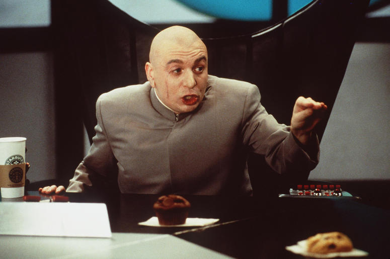 Mike Meyers Stars as "Dr Evil" in 'Austin Powers: The Spy Who Shagged Me' Mike Meyers Stars As Dr Evil In Austin Powers: The Spy Who Shagged Me Photo New Line C 6/10/99 Mike Meyers Stars As 'Dr. Evil' In 'Austin Powers: The Spy Who Shagged Me.' (Photo By Getty Images)