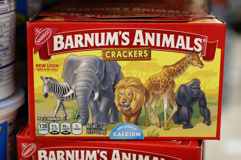7e2591d944404d2f94a33b500b3b406a This Monday, Aug. 20, 2018, photo shows a box of Nabisco Barnum's Animals crackers on the shelf of a local grocery store in Des Moines, Iowa. Mondelez International says it has redesigned the packaging of its Barnum’s Animals crackers after relenting to p