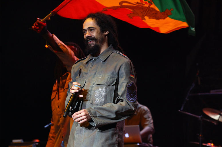 Damian "Jr Gong" Marley WANTAGH, NY - JULY 19: Musician Damian Marley performs during the 2009 Rock the Bells concert at the Nikon at Jones Beach Theater on July 19, 2009 in Wantagh, New York. (Photo by Astrid Stawiarz/Getty Images)
