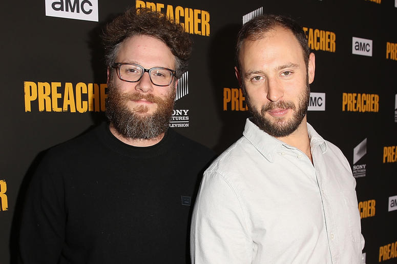 Seth Rogen and Evan Goldberg Executive producers Seth Rogen and Evan Goldberg attend the premiere of AMC's 'Preacher' Season 3 on June 14, 2018 in Los Angeles, California.