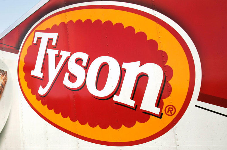 AP19030445621522 In this Oct. 28, 2009, file photo, a Tyson Foods, Inc., truck is parked at a food warehouse in Little Rock, Ark. Tyson Foods is recalling more than 36,000 pounds (16,329 kilograms) of chicken nuggets because they may be contaminated with rubber. The U.S.