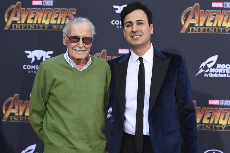 AP18163609783960 In this April 23, 2018 file photo, Stan Lee, left, and Keya Morgan arrive at the world premiere of "Avengers: Infinity War" in Los Angeles. Lee has taken out a restraining order against Morgan who had been acting as his business manager and close adviser.