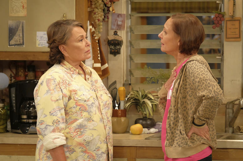 AP18173043202870 In this image released by ABC, Roseanne Barr, left, and Laurie Metcalf appear in a scene from the reboot of the popular comedy series "Roseanne." ABC, which canceled its "Roseanne" revival over its star's racist tweet, said Thursday, June 21, 2018, it wil