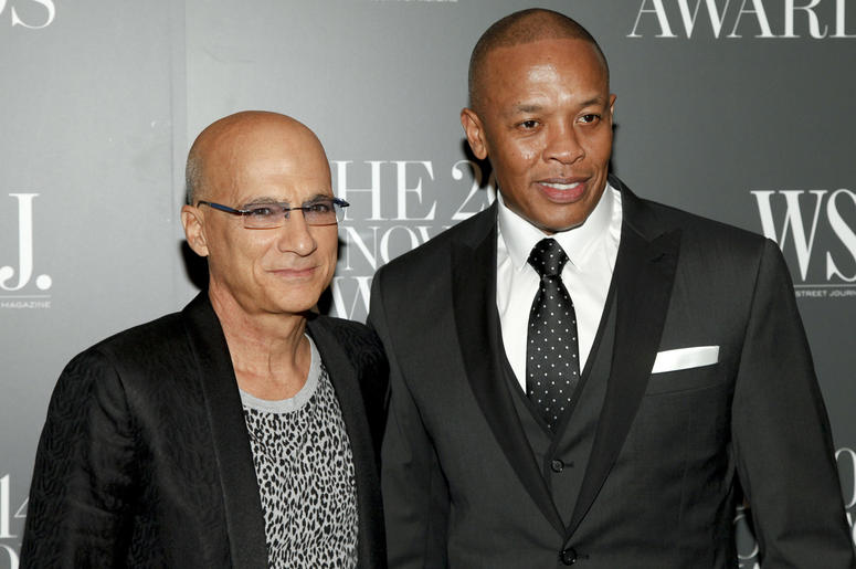 AP18178698616982 In this Nov. 5, 2014 file photo, Jimmy Iovine, left, and Dr. Dre, right, attend the WSJ. Magazine 2014 Innovator Awards in New York. A jury has found that Dr. Dre, music mogul Jimmy Iovine and their headphone company Beats Electronics owe a former partner