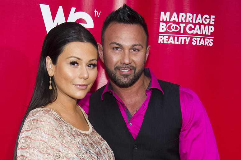 AP18271465536514 In this May 29, 2014 file photo, Jenni "JWoww" Farley and Roger Mathews attend WE tv's "Marriage Boot Camp: Reality Stars" party in New York. Farley of the hit reality television show “Jersey Shore” has filed for divorce from her husband of less than thre