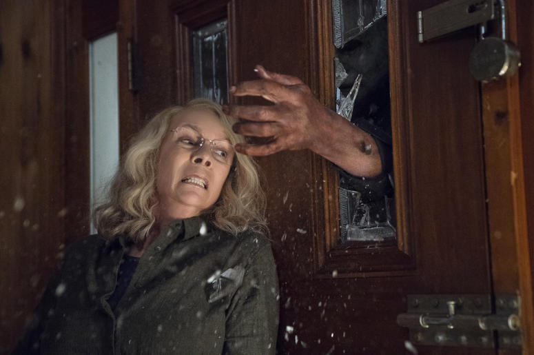 AP18278771794992 This image released by Universal Pictures shows Jamie Lee Curtis in a scene from "Halloween," in theaters nationwide on Oct. 19. (Ryan Green/Universal Pictures via AP)
