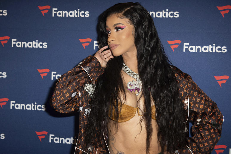 AP19038452943420 This Feb. 2, 2019 file photo, Cardi B arrives at the 2019 Fanatics Super Bowl Party in Atlanta. Even though Cardi B has a strong chance of winning her first-ever Grammy, the rapper says she is feeling nervous heading into the upcoming awards show. (Photo
