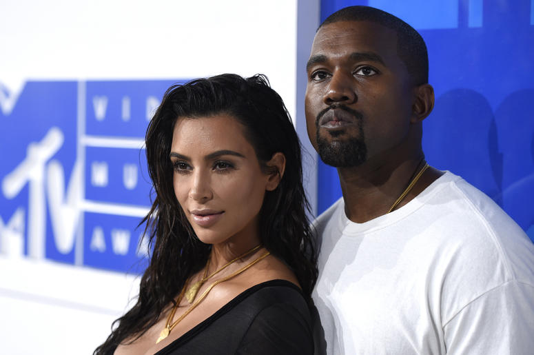 AP19096589745143 In this Aug. 28, 2016 file photo, Kim Kardashian West, left, and Kanye West arrive at the MTV Video Music Awards in New York. (Photo by Evan Agostini/Invision/AP, File)