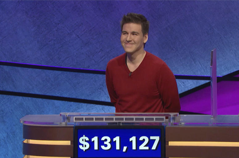 AP19113630506311 This file image made from video and provided by Jeopardy Productions, Inc. shows "Jeopardy!" contestant James Holzhauer on an episode that aired on April 17, 2019. (Jeopardy Productions, Inc. via AP)