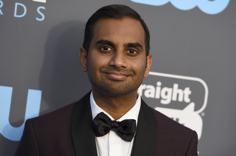 fc8c31759857454d8e324fa4c7b199c1 FILE - In this Jan. 11, 2018 file photo, Aziz Ansari arrives at the 23rd annual Critics' Choice Awards at the Barker Hangar in Santa Monica, Calif. Netflix is standing by "Master of None" and Ansari despite a sexual-misconduct allegation against him earli