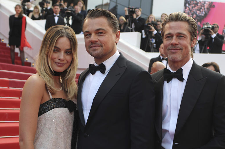 Margot Robbie, Leonardo DiCaprio and Brad Pitt Actors Margot Robbie from left, Leonardo DiCaprio and Brad Pitt poses for photographers upon arrival at the premiere of the film 'Once Upon a Time in Hollywood' at the 72nd international film festival, Cannes, southern France, Tuesday, May 21, 2019. (AP P