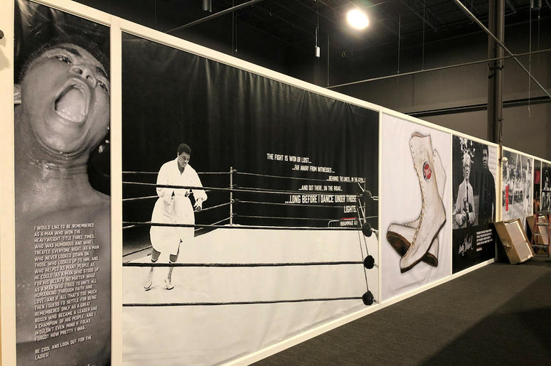 AP19142838433787 The Muhammad Ali museum-style exhibit an exhibition hall at the Graceland tourist attraction on Wednesday, May 22, 2019, in Memphis, Tennessee. (AP Photo/Adrian Sainz)