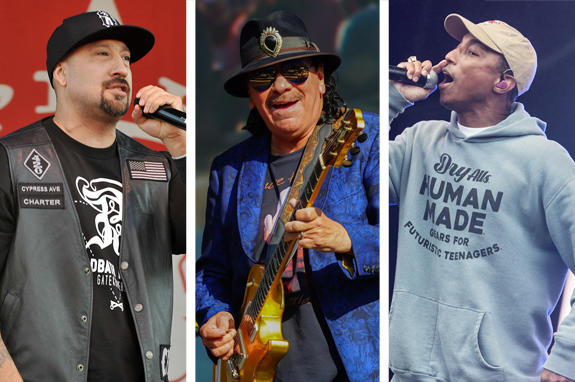 B-Real of Cypress Hill, Carlos Santana and Pharrell Williams B-Real of Cypress Hill, Carlos Santana and Pharrell Williams (Photo credits: Jason L Nelson/AdMedia/Richard Gray/EMPICS Katja Ogrin/Sipa USA)