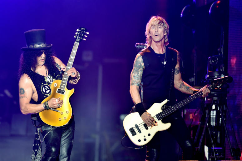 Musicians Slash (L) and Duff McKagan of Guns N' Roses perform onstage during day 2 of the 2016 Coachella Valley Music & Arts Festival Weekend 1 Musicians Slash (L) and Duff McKagan of Guns N' Roses perform onstage during day 2 of the 2016 Coachella Valley Music & Arts Festival Weekend 1