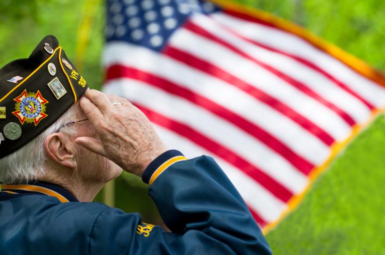 Veteran Saluting Flag for Memorial Day
