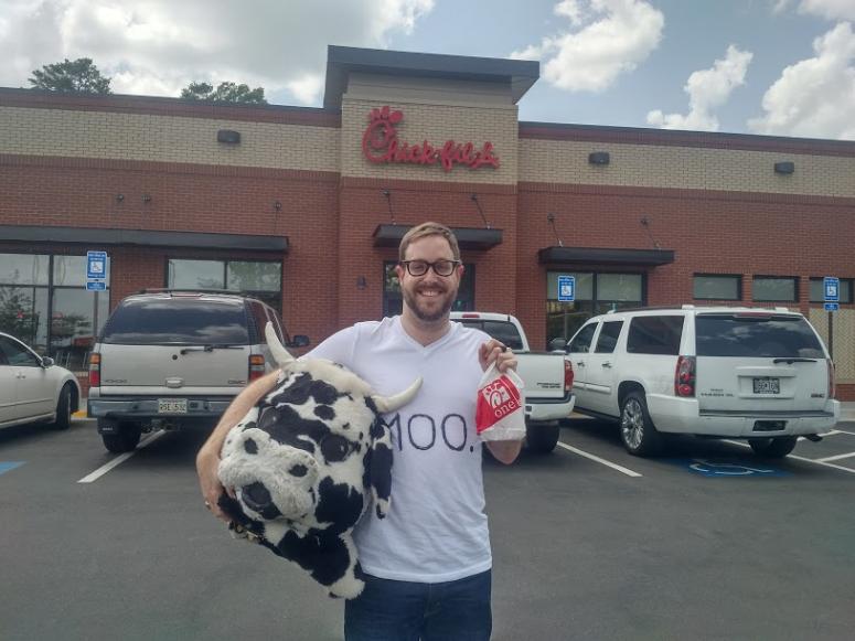 David Holding Cow Head