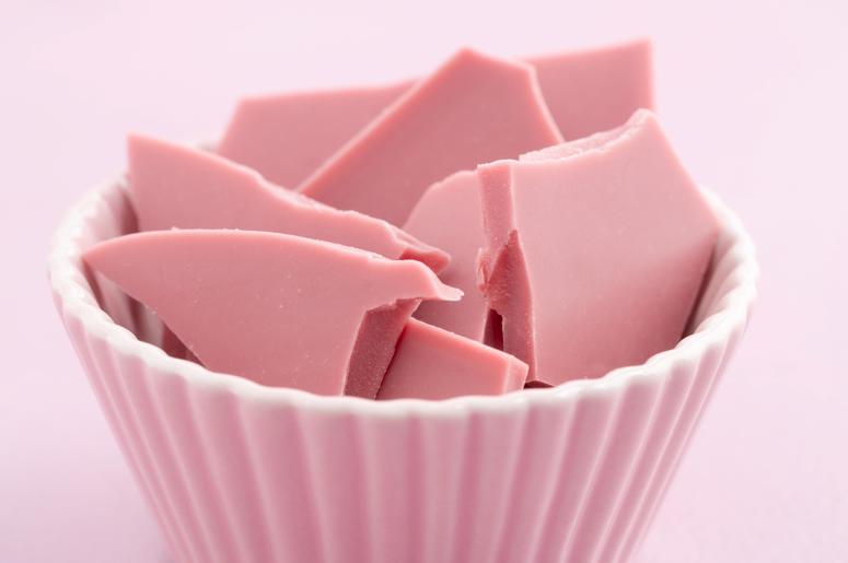 Chunks of pink chocolate