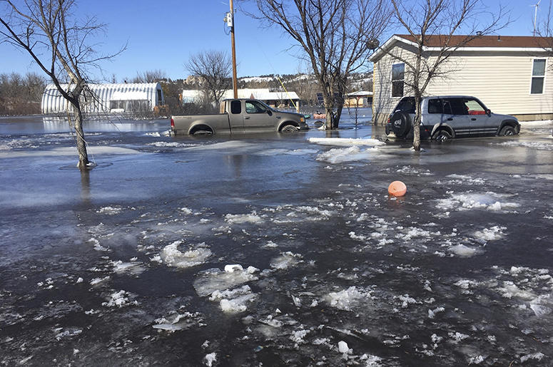 Flooding on Cloud's Lakota Solar Enterprises property on the Pine Ridge Reservation Midwest_Flooding_AP_Newsroom