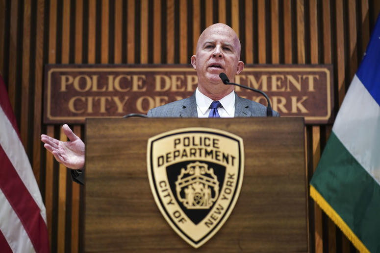 New York City Police Commissioner James O'Neill speaks during a press conference to announce the termination of officer Daniel Pantaleo on August 19, 2019 in New York City. Officer Pantaleo has been fired from the NYPD