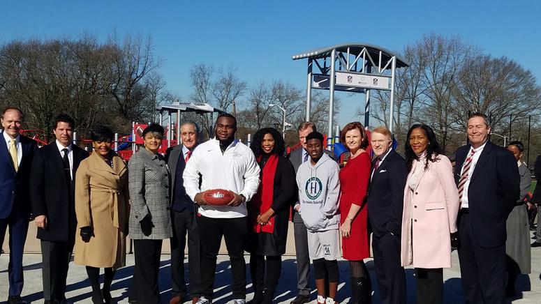 Shalise Steele Young (4th from left), widow of Atlanta City Council Ivory Young joined in the celebration of the J.F. Kennedy Park Improvement Project Shalise Steele Young (4th from left), widow of Atlanta City Council Ivory Young joined in the celebration of the J.F. Kennedy Park Improvement Project
