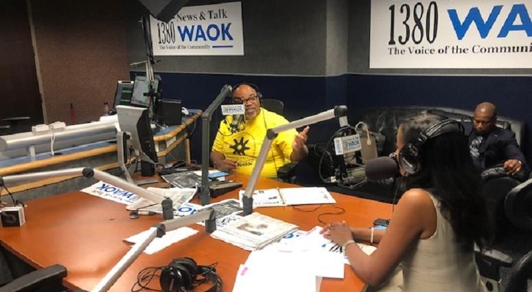 Derrick Boazman with Fulton County Commissioner Natalie Hall in WAOK Studios 9/30/19 Derrick Boazman with Fulton County Commissioner Natalie Hall in WAOK Studios 9/30/19