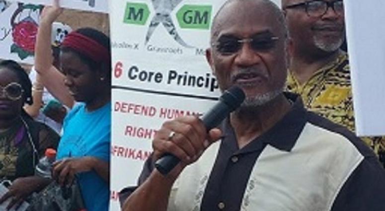 Malcolm X Grassroots Movement representatives were amongst the crowd during Saturday's protest outside the Rockdale County jail protest