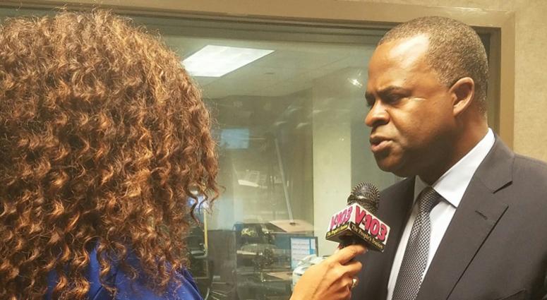 File photo of Atlanta Mayor Kasim Reed speaking with Entercom Atlanta's Maria Boynton