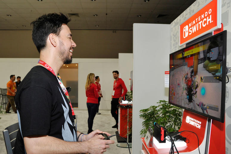 Mike Shinoda Playing a Nintendo Switch Mike Shinoda Playing a Nintendo Switch