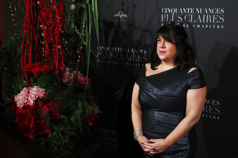 In this Feb. 6, 2018 file photo, E.L. James poses during a photocall for the world premiere of 'Fifty Shades Freed DO NOT USE