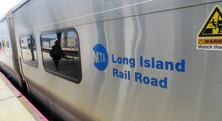 A Long Island Rail Road train at the Lynbrook station on July 15, 2014. LIRR Train