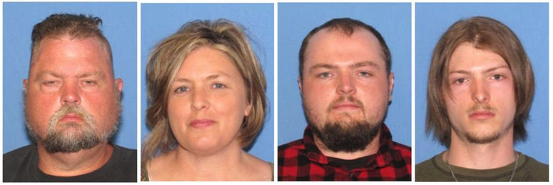 These undated images released by the Ohio Attorney General's office, show from left, George "Billy" Wagner III, Angela Wagner, George Wagner IV and Edward "Jake" Wagner. Authorities announced Tuesday, Nov. 13, 2018, that the family of four has been arrest Ohio massacre suspects