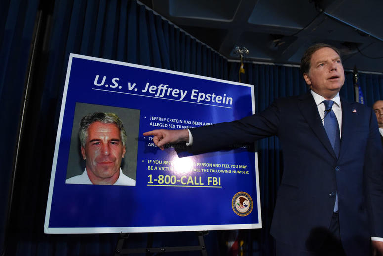 US Attorney for the Southern District of New York Geoffrey Berman announces charges against Jeffery Epstein on July 8, 2019 in New York City. Jeffrey Epstein