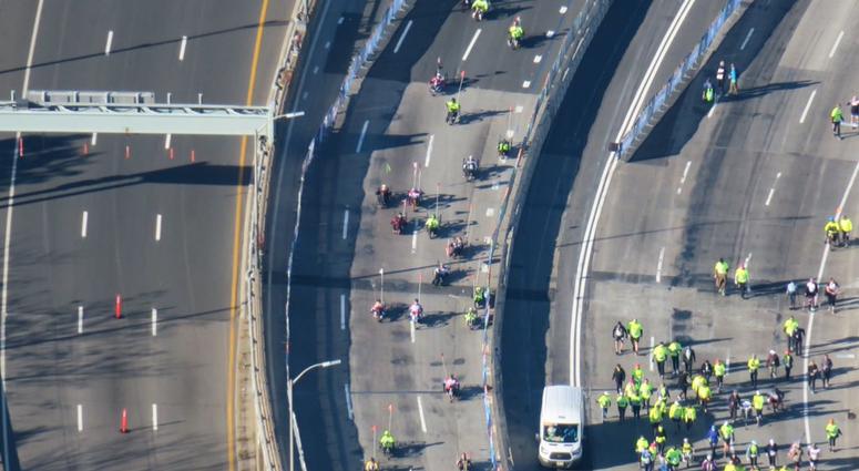 A view from above of the 2018 New York City Marathon 2018 New York City Marathon