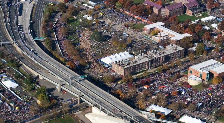 A view from above of the 2018 New York City Marathon 2018 New York City Marathon