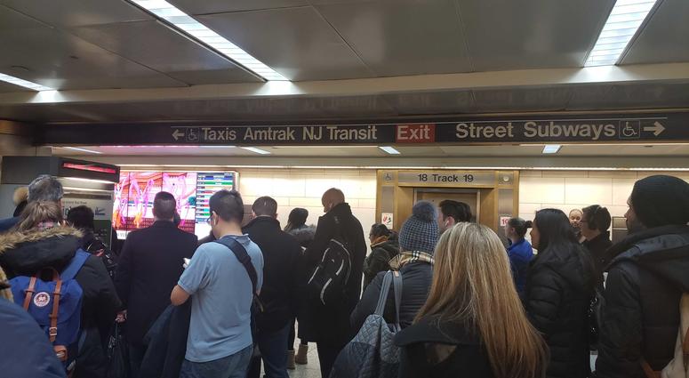 LIRR Commuters wait inside Penn Station on Dec. 18, 2018 LIRR Commuters