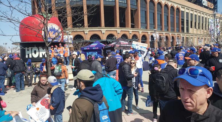 The crowd gathered at Citi Field for the Mets' home opener. Citi Field Opening Day