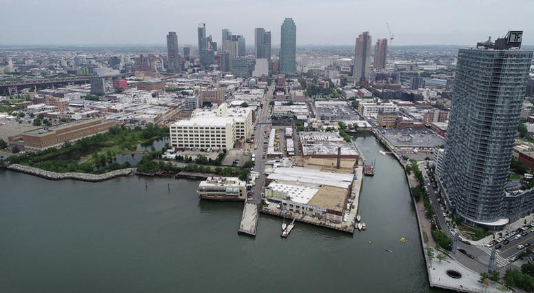Shown is an aerial view of the location where Amazon will establish a new corporate headquarters in Long Island City, Queens. Amazon Long Island City Location