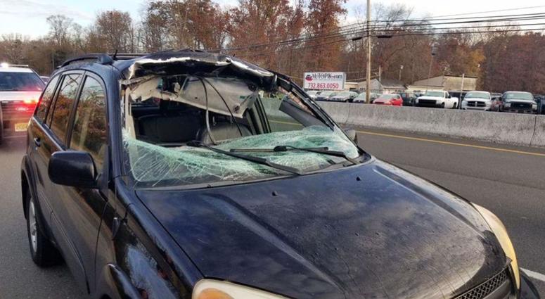 The aftermath of the crash in Howell Township Howell Township Deer Crash