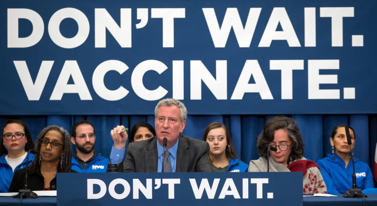 The de Blasio Administration today declared a public health emergency in select zip codes in Williamsburg, following a measles outbreak affecting the Orthodox Jewish community. Mayor Bill de Blasio Public Health Crisis