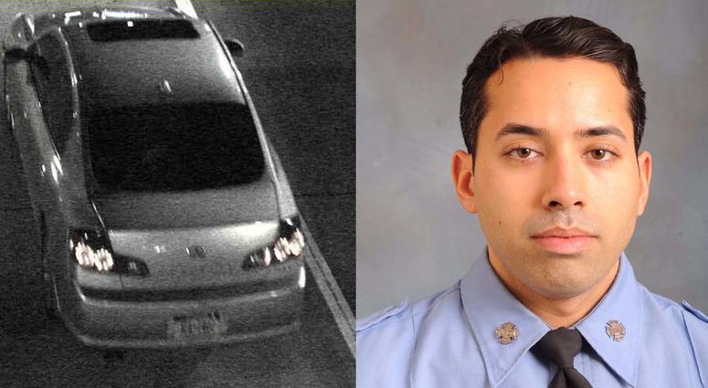 Faizal Coto and the suspect's vehicle. FDNY car road rage