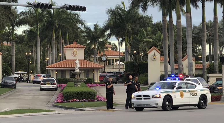 Police respond to The Trump National Doral resort after reports of a shooting inside the resort Friday, May 18, 2018 in Doral, Fla. Trump Resort Shooting