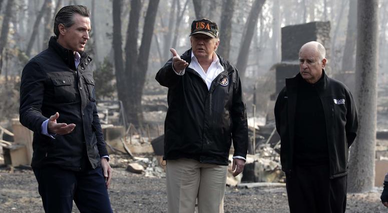President Donald Trump tours Paradise, California, on Saturday. Trump Wildfires