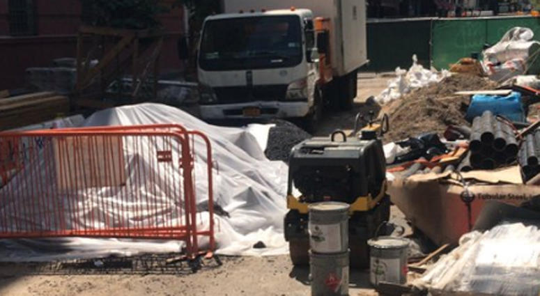 Construction site where a bone was found in Lower Manhattan Construction site bone