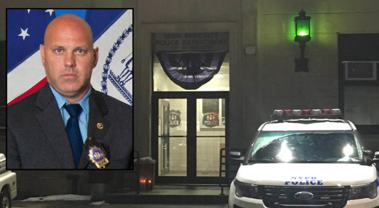 Brian Simonsen and the 102nd Precinct stationhouse. Brian Simonsen tribute
