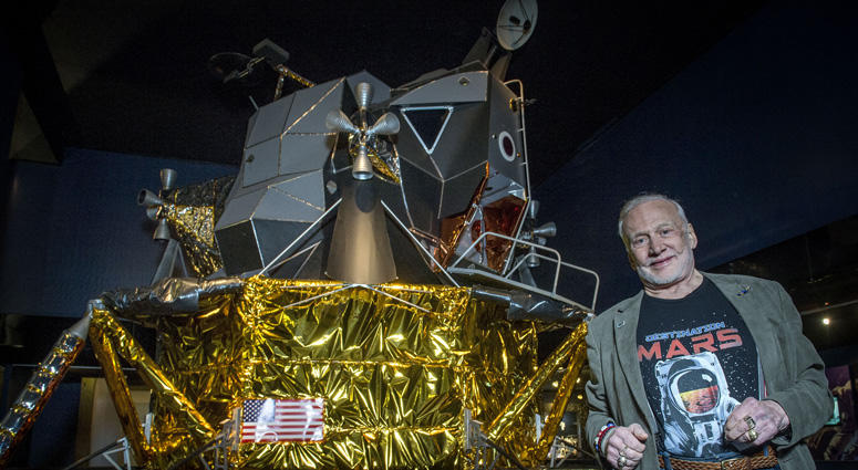 Buzz Aldrin With Apollo 11 Model Buzz Aldrin With Apollo 11 Model