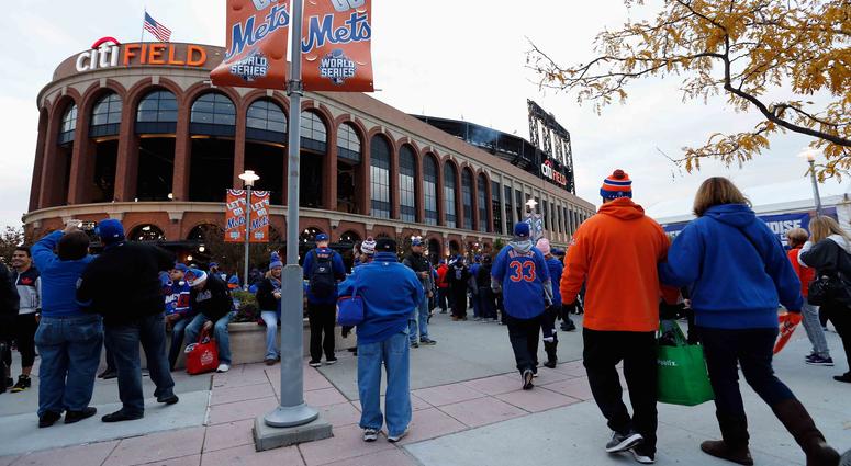 Citi Field crowds New York Mets fans line up outside Citi Field during the 2015 World Series.