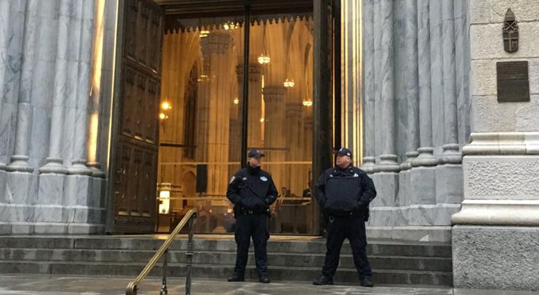 The NYPD outside St. Patrick's Cathedral. NYPD St. Patrick's